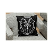 Gotik Figür Baphomet Desenlı Kare Yastık Kılıfı Çok Renklı