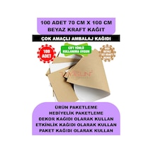 100 Adet 70cm X 100cm 120 Gr. Çift Yönlü Beyaz Kraft Ambalaj Kağıdı, Hediye Ürün Paketi, Çocuk Etkinlik Kağıdı
