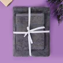 Soft Ella 2'li Hamam Seti - Antrasit - 50x70 Cm + 70x140 Cm Renkli