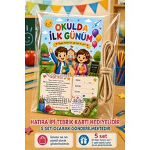 5 Adet Hatıra İpi Tebrik Kartı Hediyeli Okulda İlk Gün Hediye Seti 1. Sınıf-sene Başı Hatıra Tebrik Kartı Seti