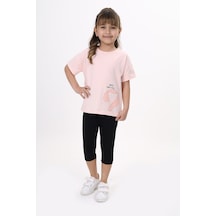 Toontoy Kids Toontoy Kız Çocuk Who Are You Baskılı Kaprili Takım Pudra