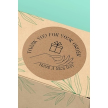 Hediye Kutulu Thank You Kraft Sticker 3x3cm St2238 Çok Renkli