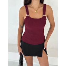 Kazax Ottoman Toka Askılı Bluz Bordo S4194 Bordo