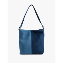 Koton Saplı Fermuarlı Renk Bloklu Denim Tote Çanta Multıcolor 5sak30061aa Mavi Koton Saplı Fermuarlı Renk Bloklu Denim Tote Çanta Multıcolor 5sak30061aa Mavi