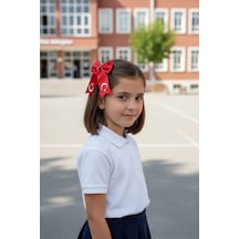 Türk Bayrağı Temalı Kırmızı Bayaz Ayyıdızlı 2 Adet Saç Tokatı Kırmızı - Beyaz