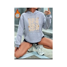 Medinenur Faith Over Baskılı Kapüşonlu Sweatshirt Gri