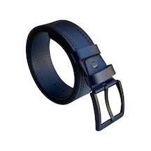 Süzer Deri Lacivert Hakiki Deri Düz Renk Dikişli Model 4.5 Cm. Genişlikli Spor Kemer // 505-28