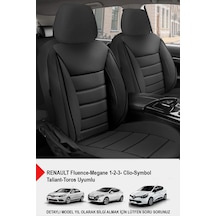 Jet Deri Oto Koltuk Kılıfı Renault Fluence-megan 1-2-3-clio-symbol-taliant-toros Uyumlu Siyah