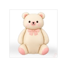 Papyonlu Ayıcık Folyo Balon, 90 Cm X 65 Cm - Krem Çok Renkli