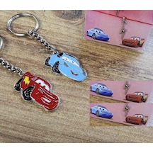 Mcqueen & Sally Kırmızı Mavi Şimşek Cars Çift Anahtarlık