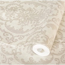 Eternal Glory Design Wallpaper - Damask Desen Rococo 1312-2/15, Krem Bej, 1.06x15.6m - 16.5m² Çok Renkli