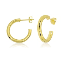 Gümüş Çivili Halka Küpe 14 MM-Gümüş