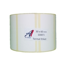 A1 Etiket 30 X 60 MM Barkot Etiketi Termal 1000'li 10 Rulo