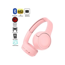 Ergonomik Tasarım Kablosuz Bluetooth Mikrofonlu Aux Kablolu Spor Kulaklık Sd Kartlı Pembe - 861188739