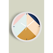 Geometrik Tasarım Modern Duvar Saati - 42cm - Önü Camlı Beyaz Kasa - Sessiz Mekanizma-jh0419 Beyaz