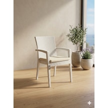 Novussi Paris Rattan Koltuk Minderli 4'lü Paket Beyaz