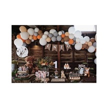 Pastel Balon Zinciri Kahverengi Gri Ten Rengi Beyaz Turuncu A