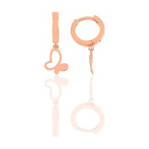 Gümüş Rose Kelebek Küpe Barcode Gold - Rose Gold - Rodyum