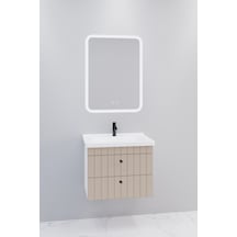 Petit 65 Cm Banyo Dolabı Cmr Led Aynalı Krem - Boy Dolap Hariç Krem