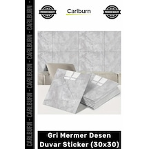 Dayanıklı Nem Su Yağ Geçirmez Mutfak Banyo Tezgah Şık Kendinden Yapışkanlı Gri Mermer 30x30cm Çok Renkli