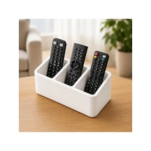 Veriqo 3d 3 Bölmeli Kumanda Düzenleyici Standı Masaüstü Kumandalık Tv Klima Medya Kumandası Organizer Beyaz