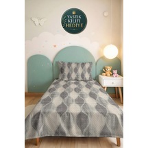Gri Geometrik Modern Tek Kişilik Pike Takımı-antrasit Bej Minimal 160x220cm Kapitone Yatak Örtüsü Altın