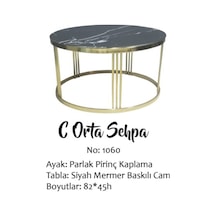 Brc C Orta Sehpa Model Siyah Mermer Temper Cam Metal Transmisyon