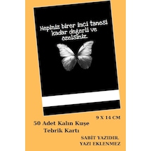 Siyah Kelebek 50 Adet Hazır Tebrik Teşekkür Kartı - Kına Kartı
