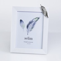 Selim 13 x 18 CM Yapraklı Çerçeve Beyaz Gümüş