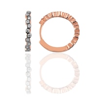 Gümüş Rose Rengi 17 Mm Sıra Taşlı Halka Küpe Gümüş Rose Rengi 17 Mm Sıra Taşlı Halka Küpe