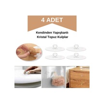 4lü Çok Amaçlı Kristal Topuz Kendinden Yapışkanlı Çekmece Kulpu 4lü Yapışkan Askı Tutucu Düzenleyici Diğer