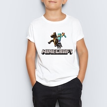 Minecraft Baskılı Unisex Çocuk Tişört T-Shirt Mr-08 Çok Renkli