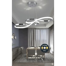 Sonsuzluk Serisi Sanatsal Kıvrımlı Krom Led Sarkıt Avize - 3 Renk Işıklı Modern Salon Aydınlatma