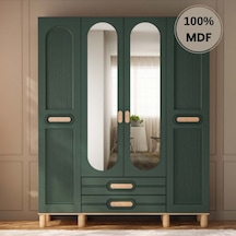 Begonya 4 Kapak Mdf Ayaklı Tasarım Gardırop Yeşil