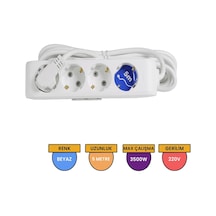 Viko 90113405 Multi-Let Topraklı Çocuk Korumalı Grup Priz 4'lü 5 M Beyaz