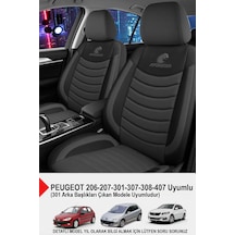 Panther Serisi Keten Kumaş Oto Koltuk Kılıfı Peugeot 206-207-208-306-307-407- Uyumlu Füme