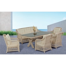 Masstaş Aura Rattan Bahçe Oturma Grubu Beyaz