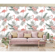 Flamingolar Ve Tropikal Yapraklar Duvar Kağıdı (459072215)