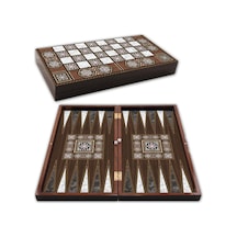 Star Cafe Tavla Sedef Temalı 12 Mm Mdf Kasa İle Şık Oyun Takımı 25,5x49x6 Cm