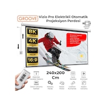 Groove Vizio Pro 240x200cm Blackout Işık Geçirmez Elektrikli Otomatik Kumandalı Projeksiyon Perdesi +motorlu+canlı Renkler+göz Koruması+leke Tutmaz Projector