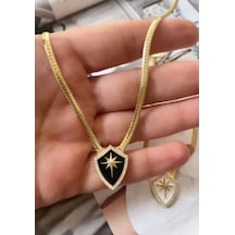 Beren Aksesuar Stainless Steel Çelik Kalkan Kolye Gold