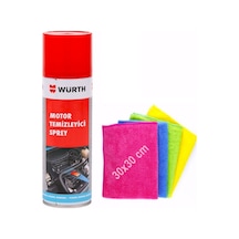 Oto Motto Würth Hızlı Motor Temizleme Spreyi 500ml Ve 4'lü Kullan At Mikrofiber Silme Temizleme Bezi