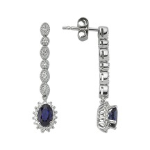 Sirius Pırlanta Ve Oval Safir Taşlı Su Yolu Küpe  0815E0028