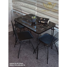 By Hakan Aşkın Siyah Metal Ayaklı 60x90 Cm Kalınlıklı Tek Masa Black Marblemutfak - Balkon - Çalışma Masası Black Marble / Siyah Mermer