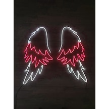 Melek Kanadı Neon Led Tabela Dekoratif Aydınlatma Tek Kanadın Ölçüsü-80x40cm Toplam Ölçü 80x80cm