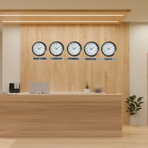 Retro World Time Series 36 Cm Metal Tabelalı Dünya Saati Otel Ve Resepsiyon Saati Eskitme