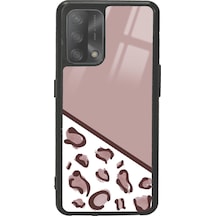 Oppo A74 Kahve Leopar Tasarımlı Glossy Telefon Kılıfı Siyah