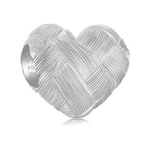 Fastbuy S925 Ayar Gümüş Kalp Dıy Boncuk, Dokuma Elmas Desen, Çok Renkli, Moda Takı Çok Renkli