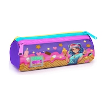 Coral High Kids Lila Turkuaz Dondurma Ve Anime Desenli Üç Bölmeli Kalem Çantası 22089 Lila