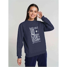 Lamb Of God There Is No Baskılı Indigo Mavi Kadın Sweatshirt